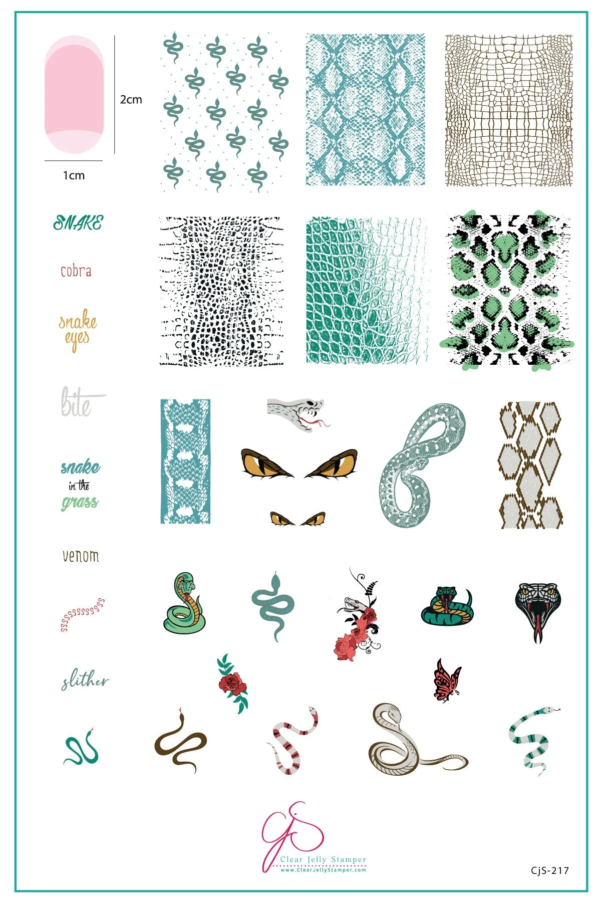 Functional Snake CjS-217 - Clear Jelly Stamping Plate Top-Quality