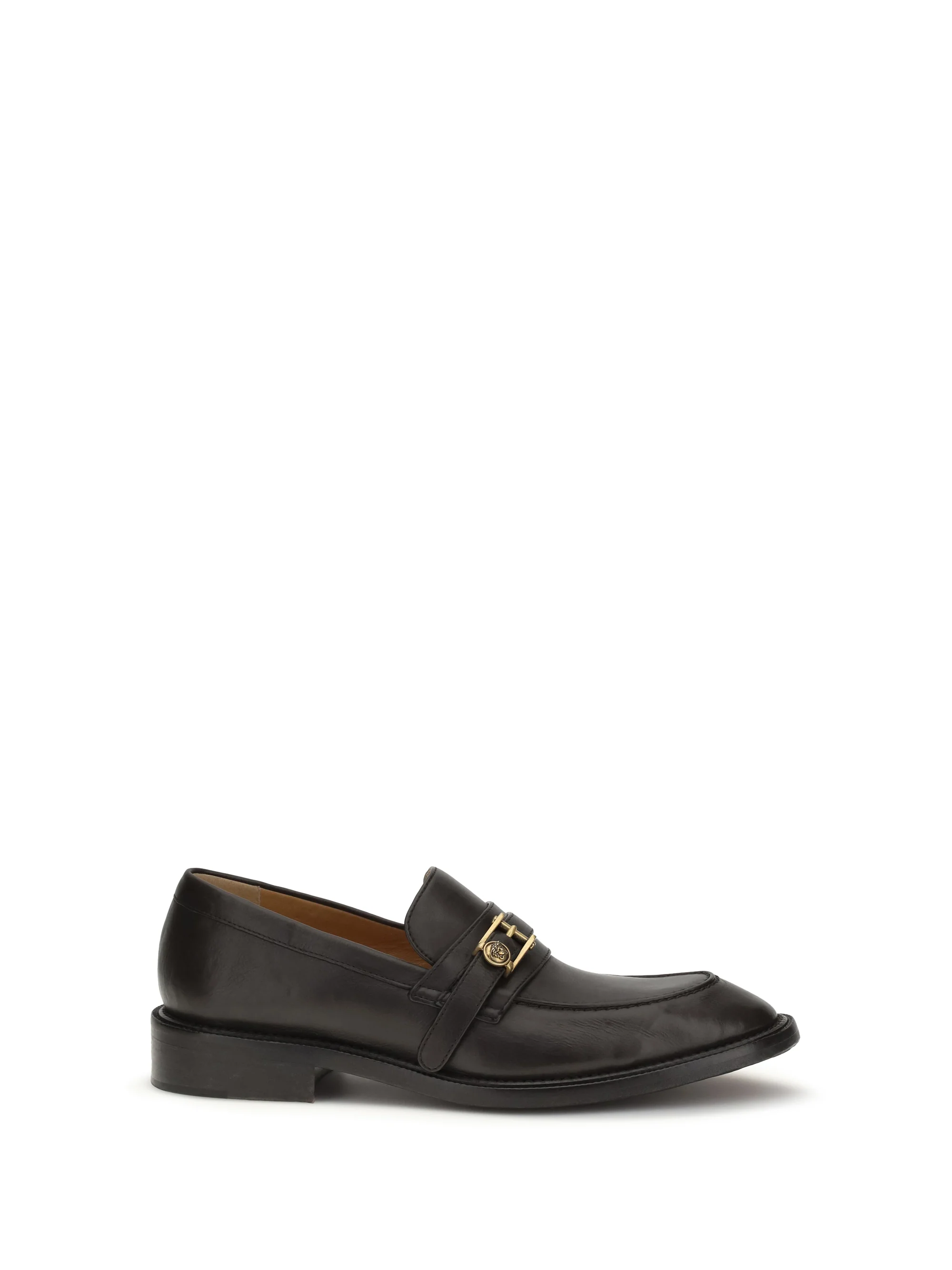 Pure Loafers With Medusa Detail Ebony Gold Comfortable
