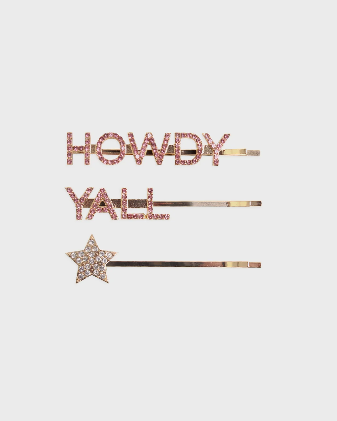 Sophisticated Howdy Y'all Rhinestone Bobby Pins - 3 Pack Expertly Made