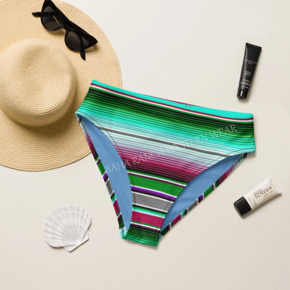 High-Grade Baha Ranch Yeehaw Aqua Serape Bikini Bottom Consistent