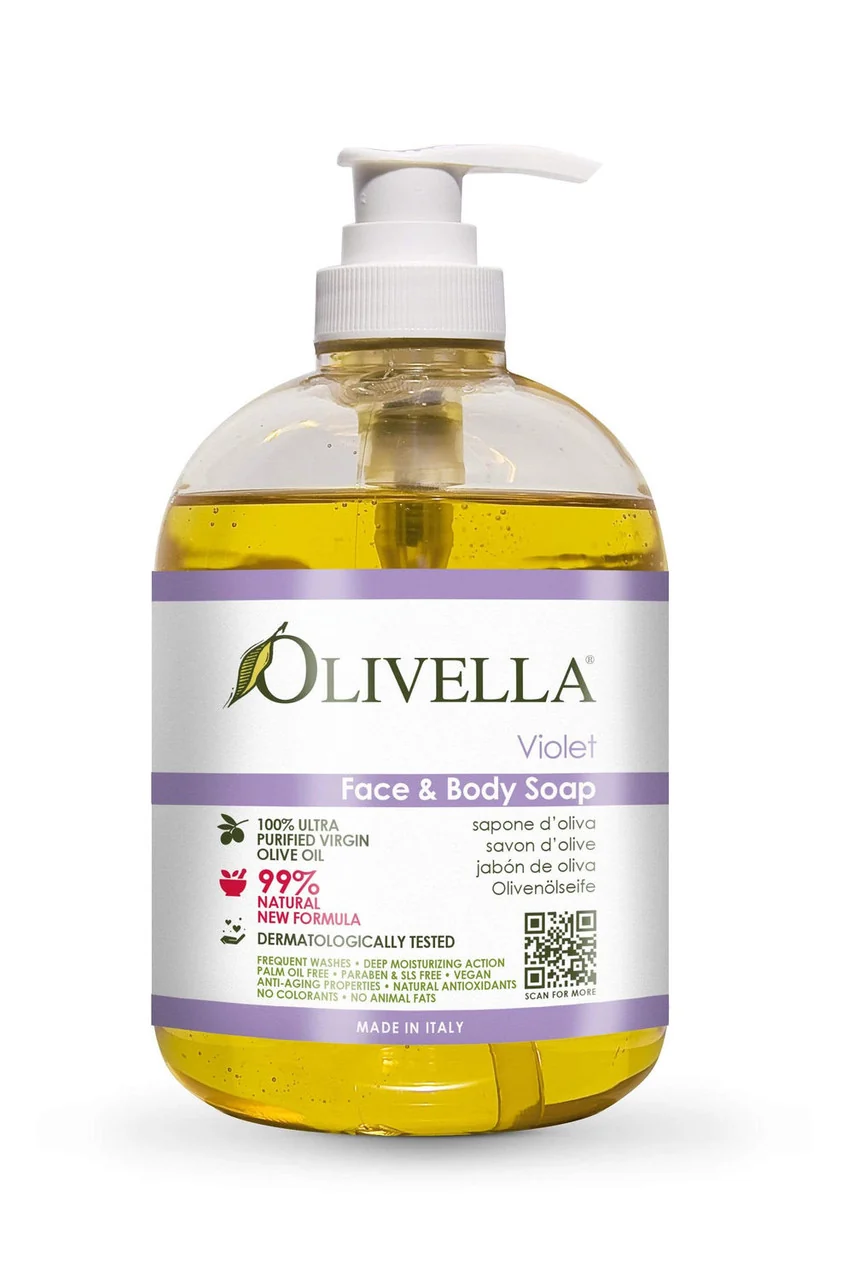 Reusable Olivella Liquid Soap Face And Body Violet 16.9 Oz Environmentally Friendly