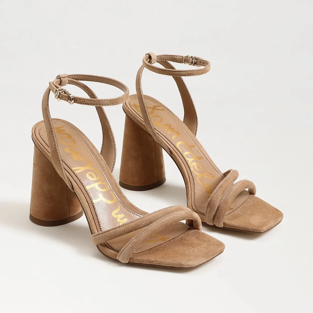 Trendy Sam Edelman Kia Block Heel in Cyprus Tan Suede High-Quality