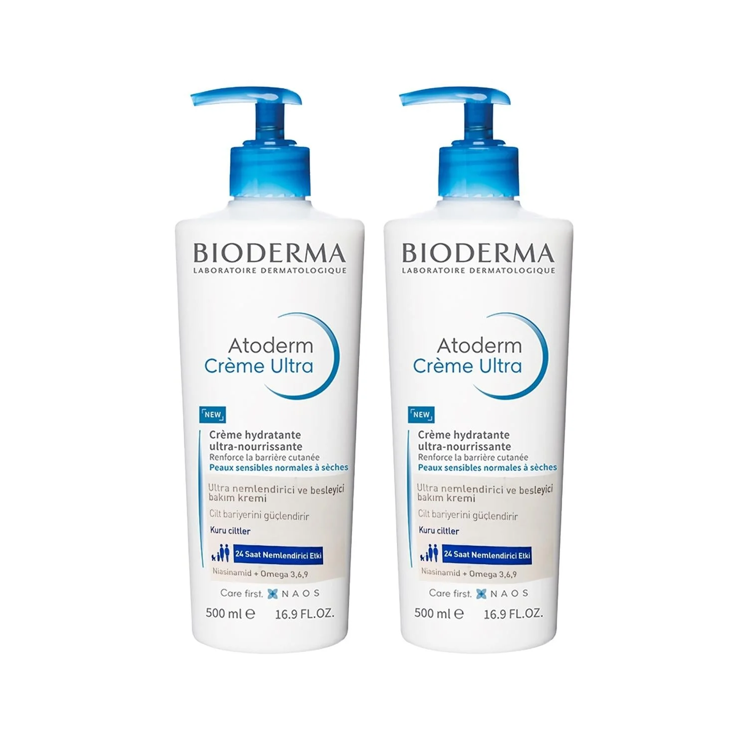 Trendy Bioderma Atoderm Moisturizing Cream 500ml x 2 - Hydrates Dry Sensitive Skin Hypoallergenic Face Body Cream Large Size Relaxed