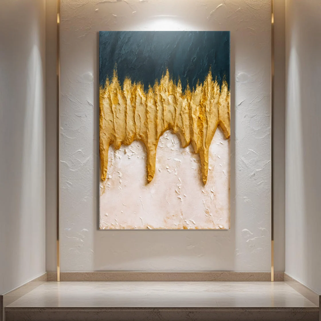 Selected Abstract Blue And Gold Wall Art Long-Lasting