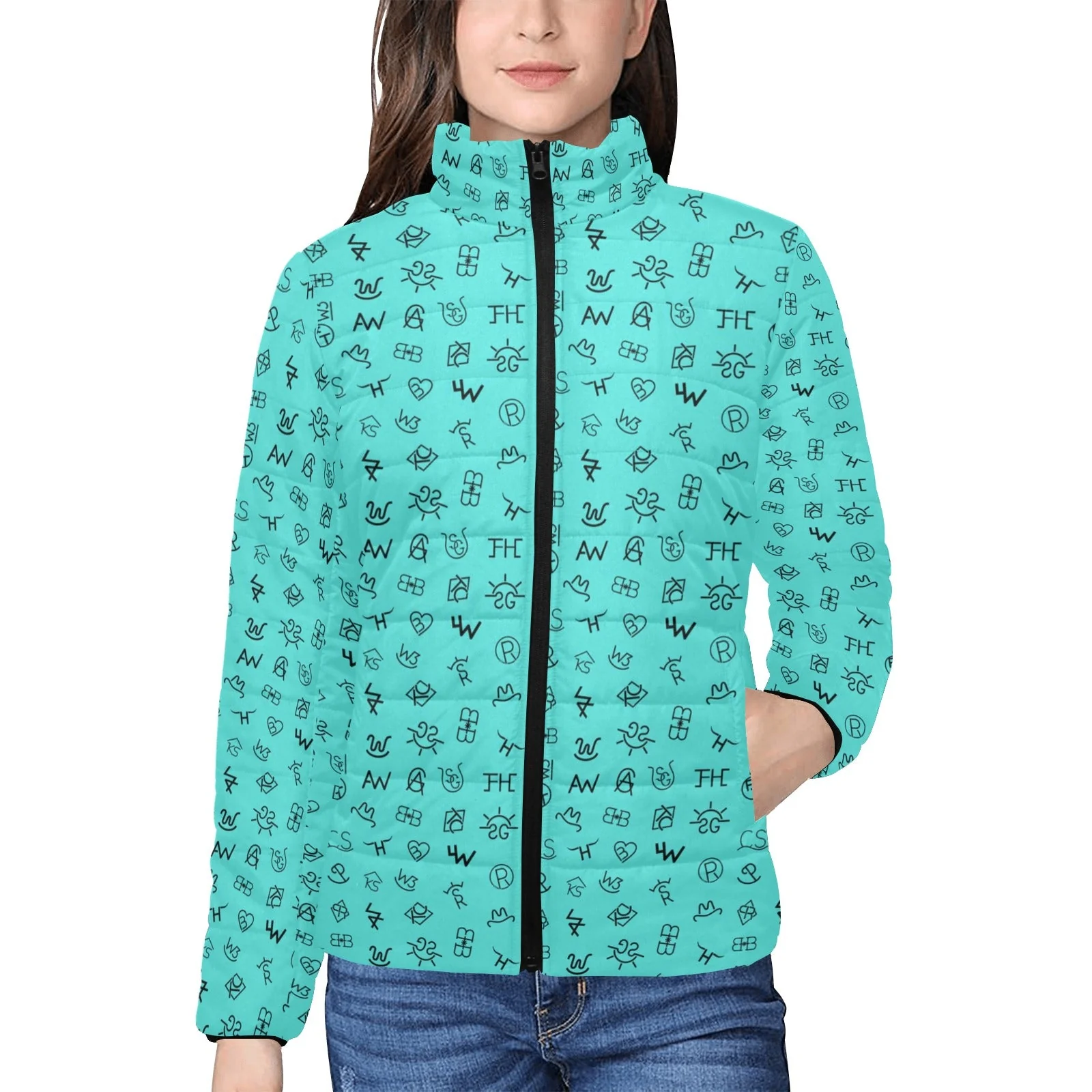 Next-Generation Turquoise Cattle Brands Women's Puffy Bomber Jacket Superior