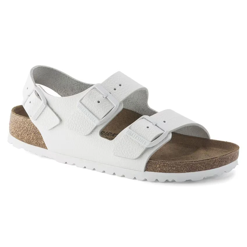 Prestigious Birkenstock Milano Leather White Sandals Official
