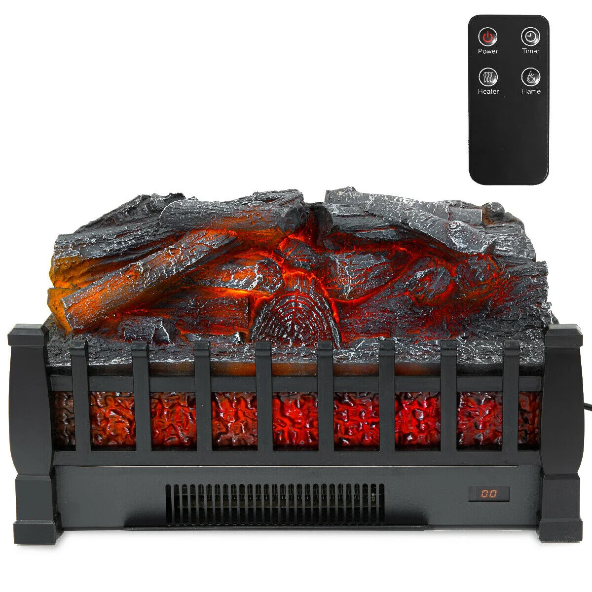 Classic Electric Indoor Infrared Fireplace Logs Heater With Remote Outstanding