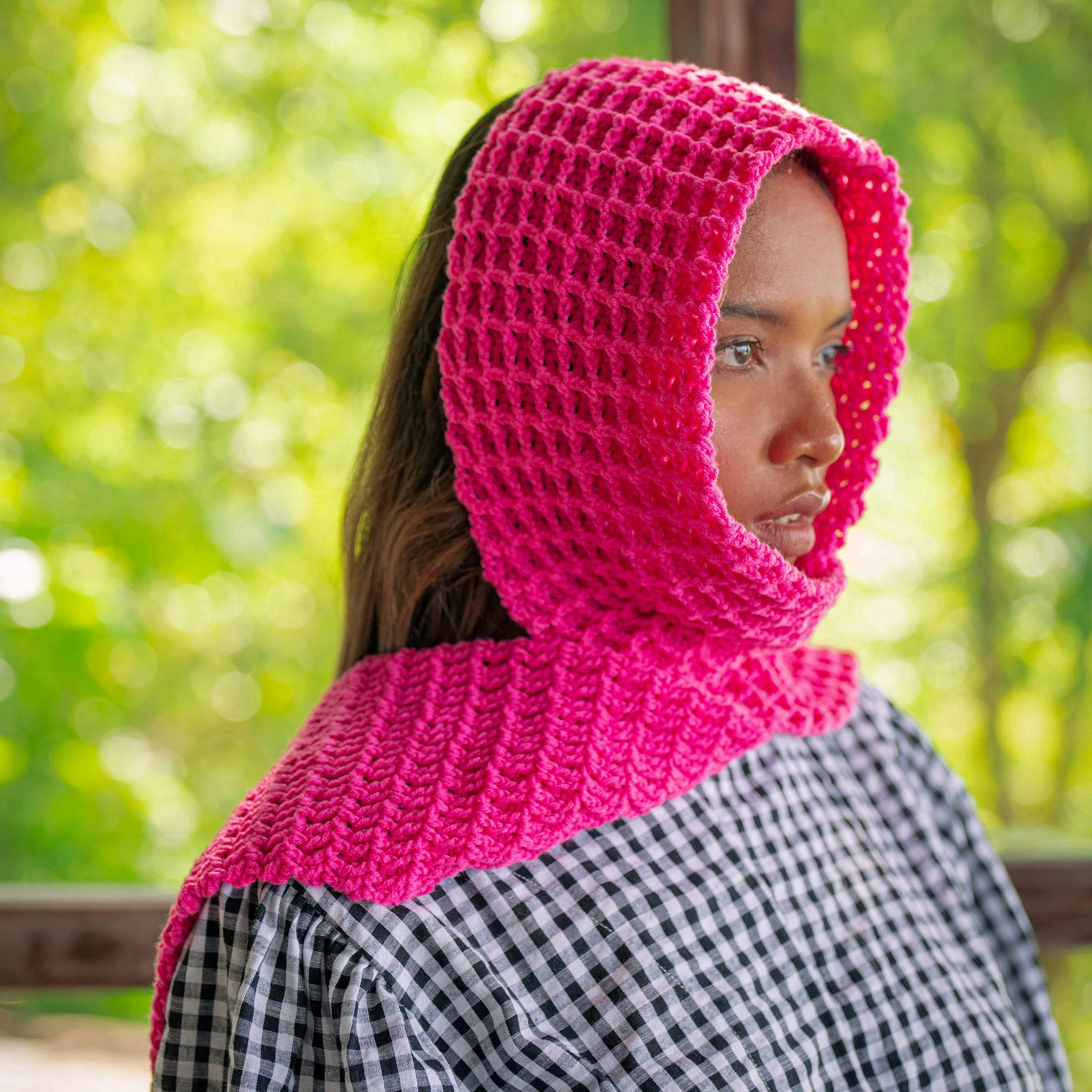 Exclusive WAFFLE Crochet Scarf in Candy Pink Fast