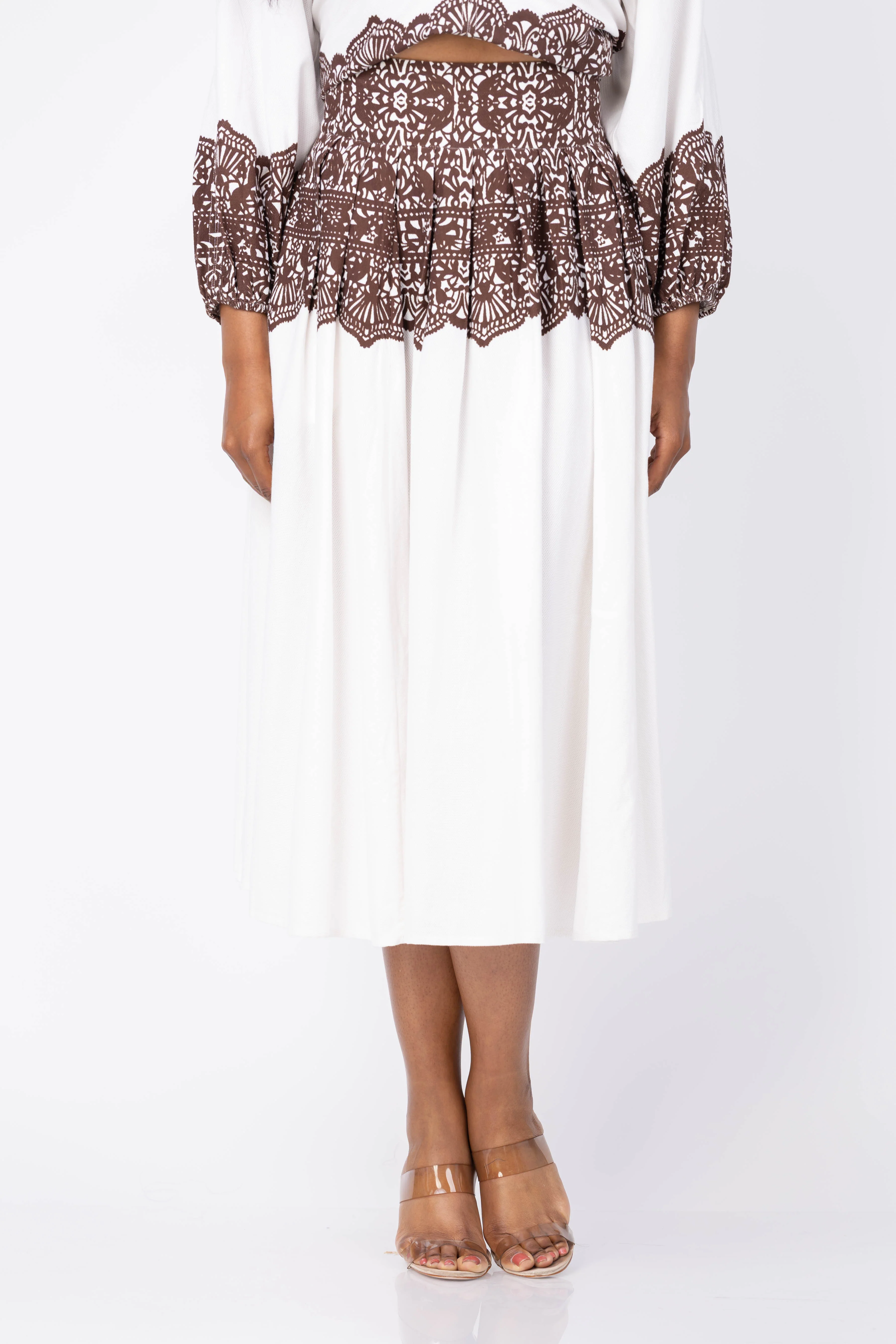 Authentic The Great. The Regency Skirt in Cream with Lace Practical