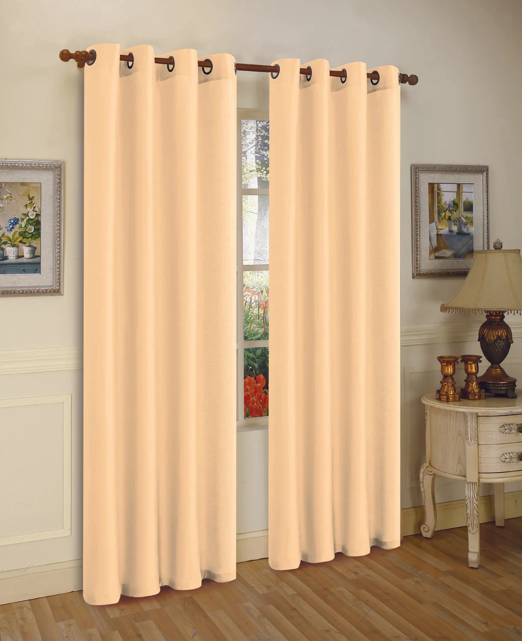 Advanced J V TEXTILES 2 Panels Solid Grommet Faux Silk Window Curtain Drapes Treatment in 84 Length Soft