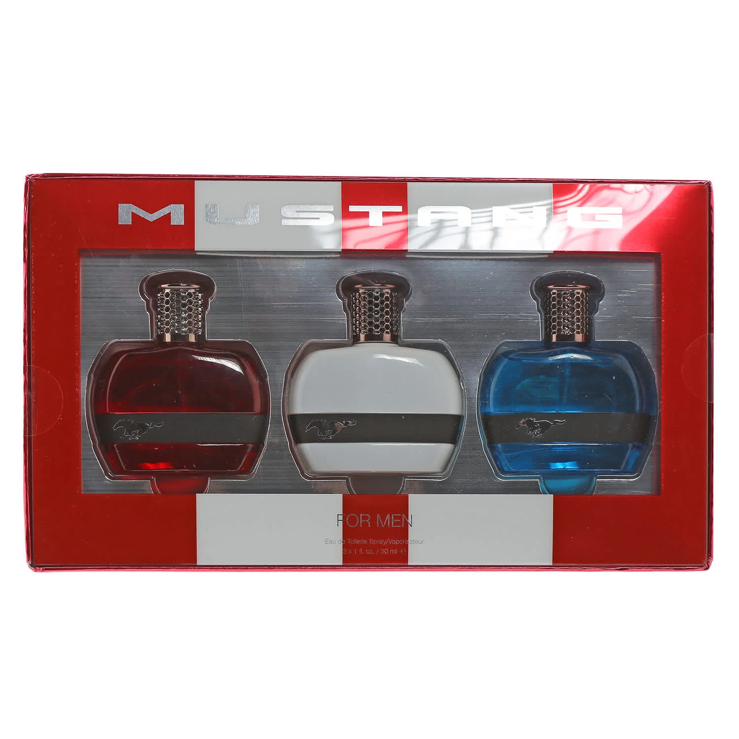 Sophisticated Mustang Coffret 3 Pc Set 1 Oz Red White Blue High-Performance