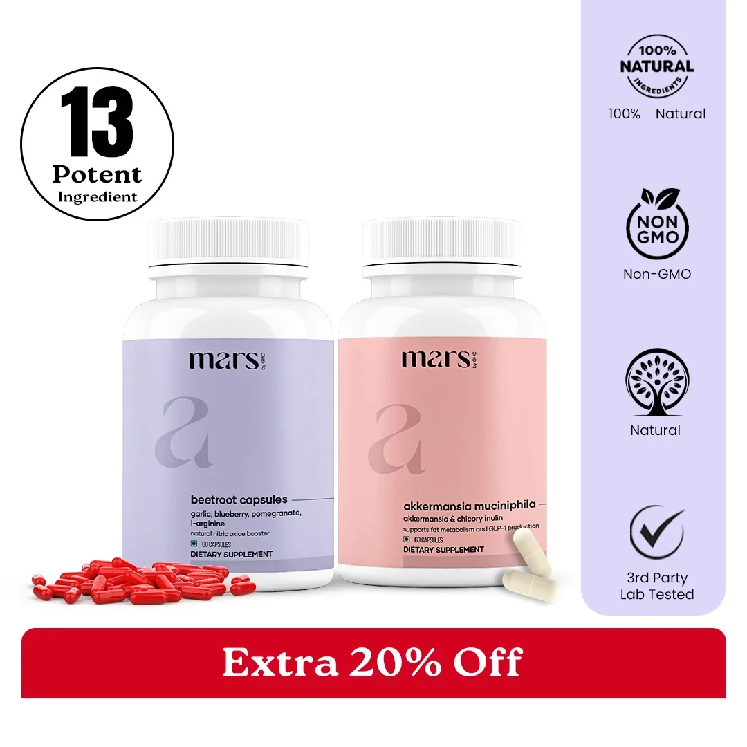Advanced FusionFlow GLP-1 Combo Mars Beetroot Nitric Oxide Booster e Mars Akkermansia Muciniphila Capsule Luxury
