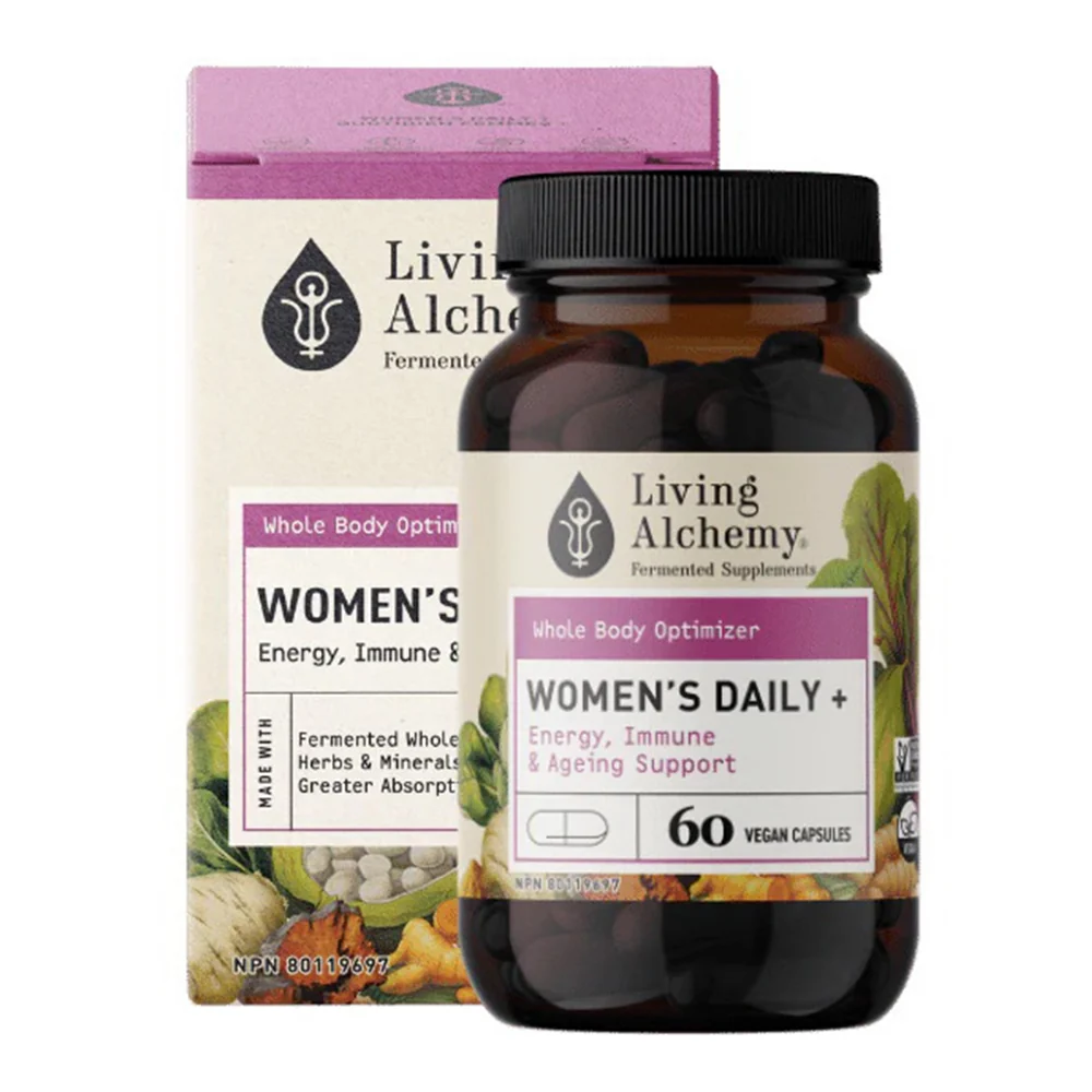 Pure Living Alchemy Womens Daily Plus Support Energy Immune and Ageing Vegan Capsule 60Ea Detailed