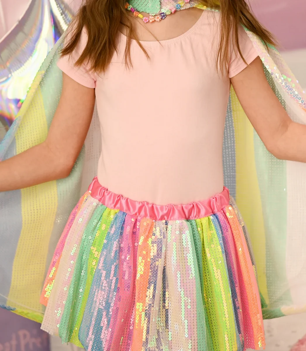 Carefully Designed Sequins Skirt Stripy Size 4-6 Elegant