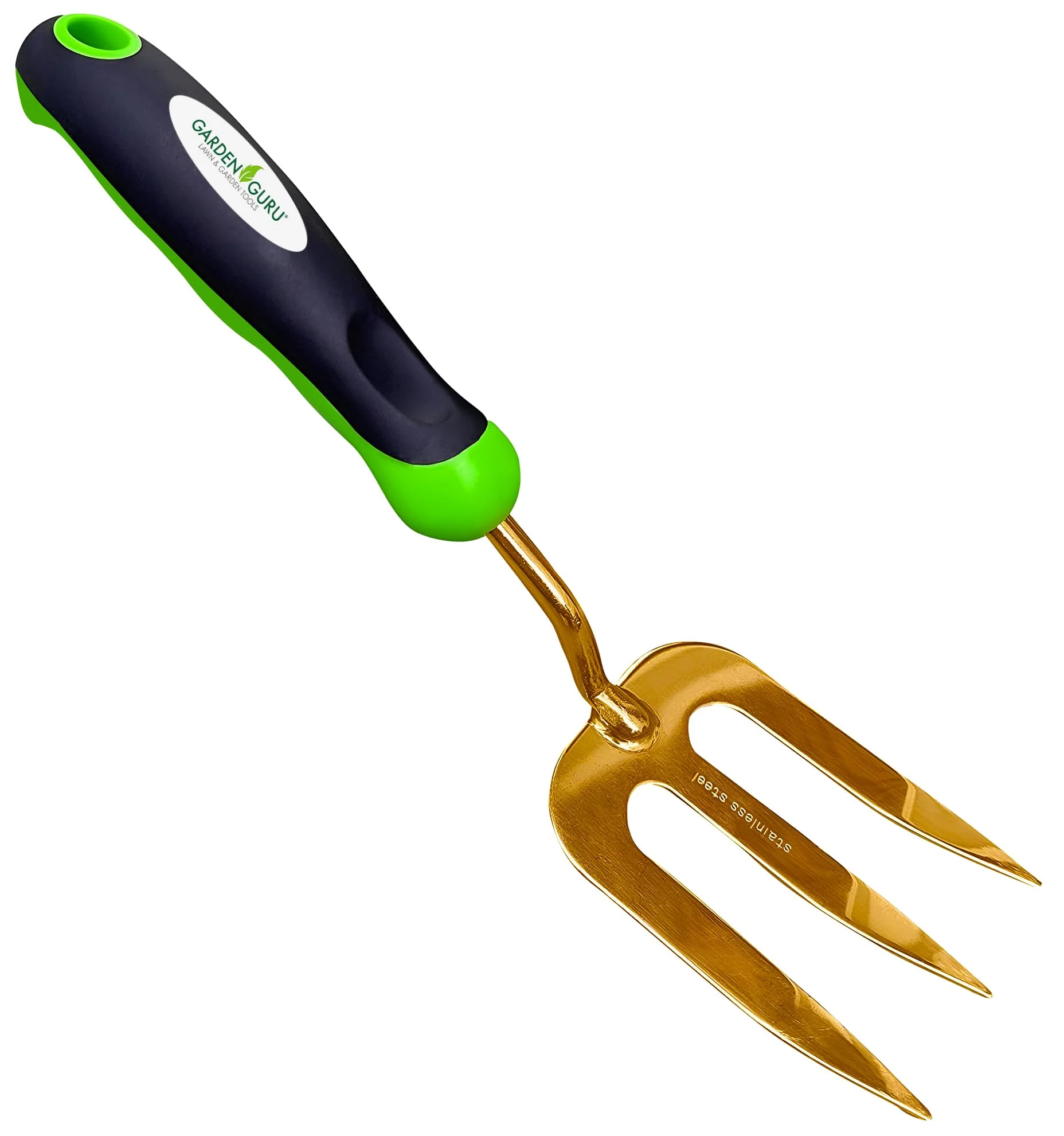 Detailed Garden Guru Titanium Coated Garden Fork Rake Weeder Tool Smooth