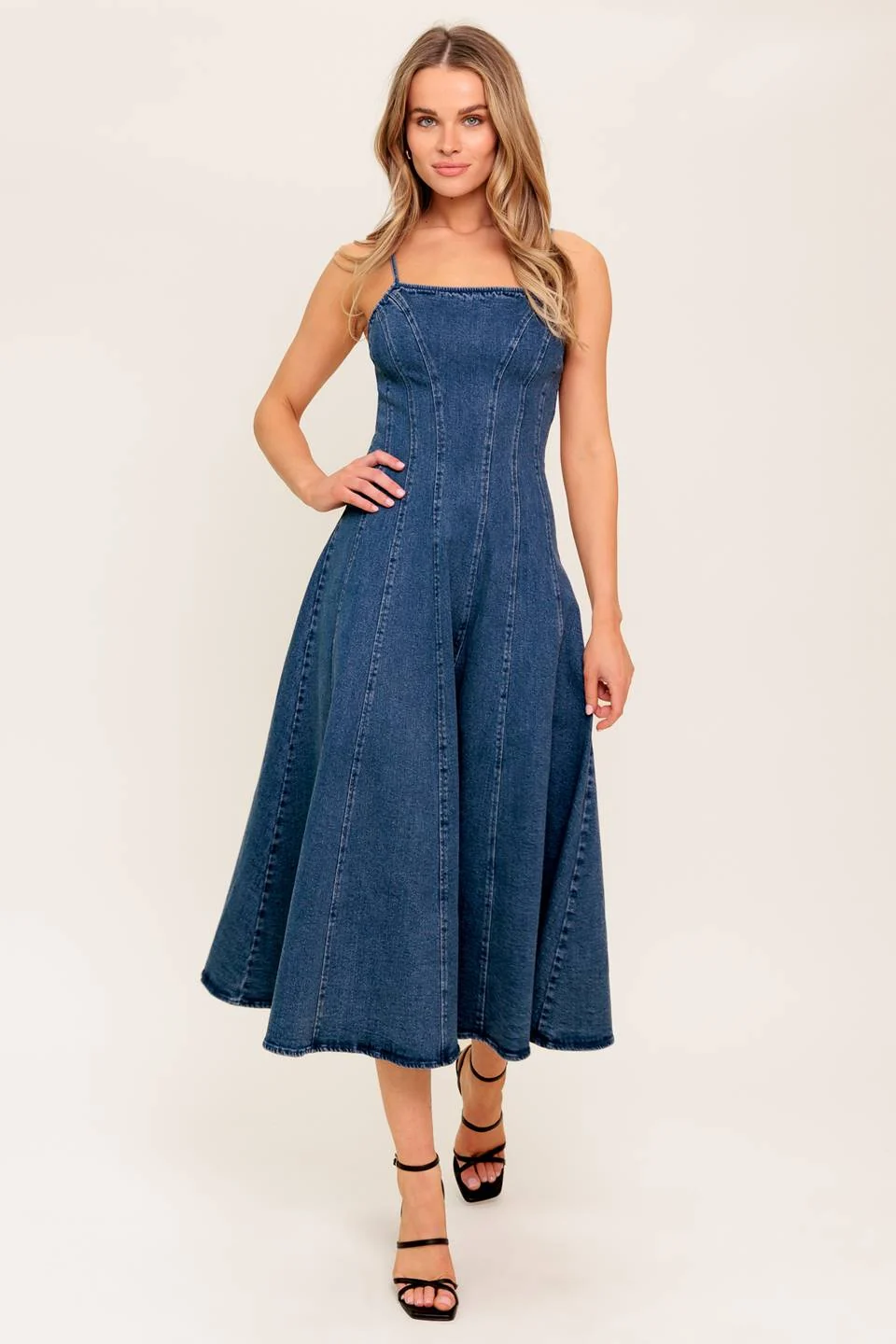Top-Quality Vanilla Cove Denim Midi Dress Eco-Friendly
