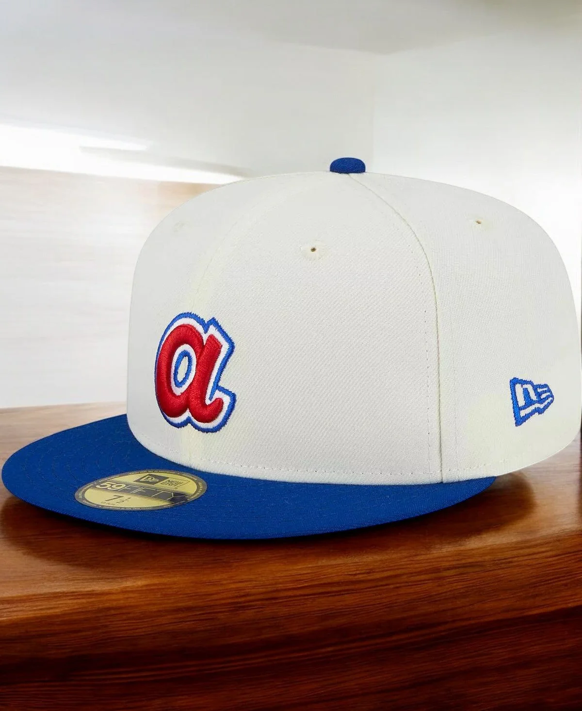 Eco-Friendly New Era Men's MLB Atlanta Braves 5950 Retro E1 Fitted Cream Royal Refined