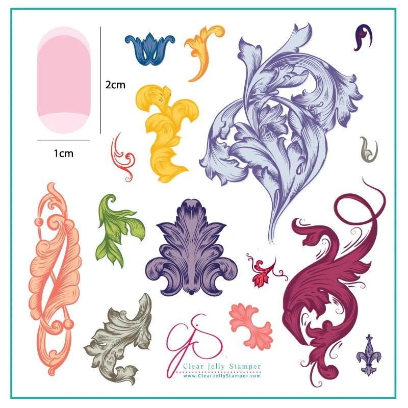 Solid Ornamental Flourish CjS-45 - Clear Jelly Stamping Plate Dependable