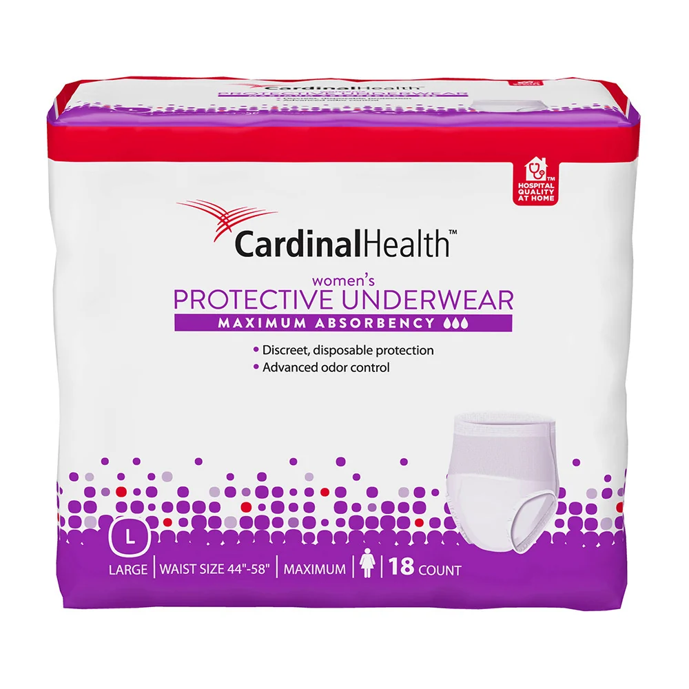 Classic Cardinal Health UWFSM 20 Womens Underwear Maximum Absorbency Large 18 Ct Trendy
