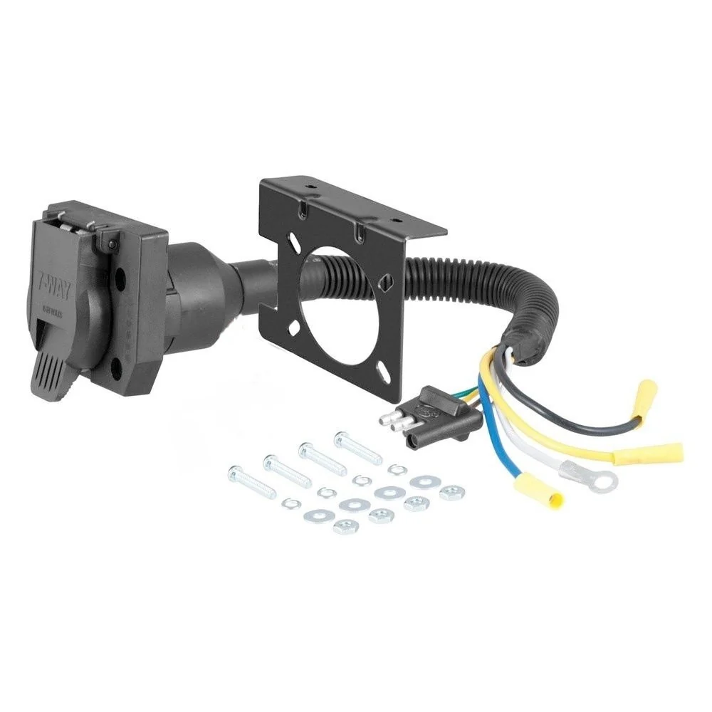 Solid 4-Way Flat To 7-Way Female Round RV Blade Wiring Adapter Plug Trailer Socket Kit Recyclable