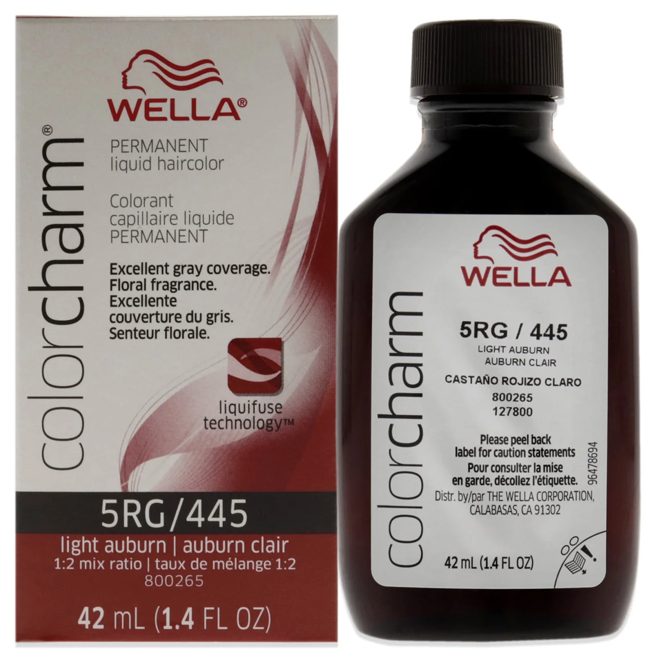 Advanced Wella Color Charm Liquid Permanent Hair Color 5RG by 445 Light Auburn 1.4 Oz Eco-Friendly