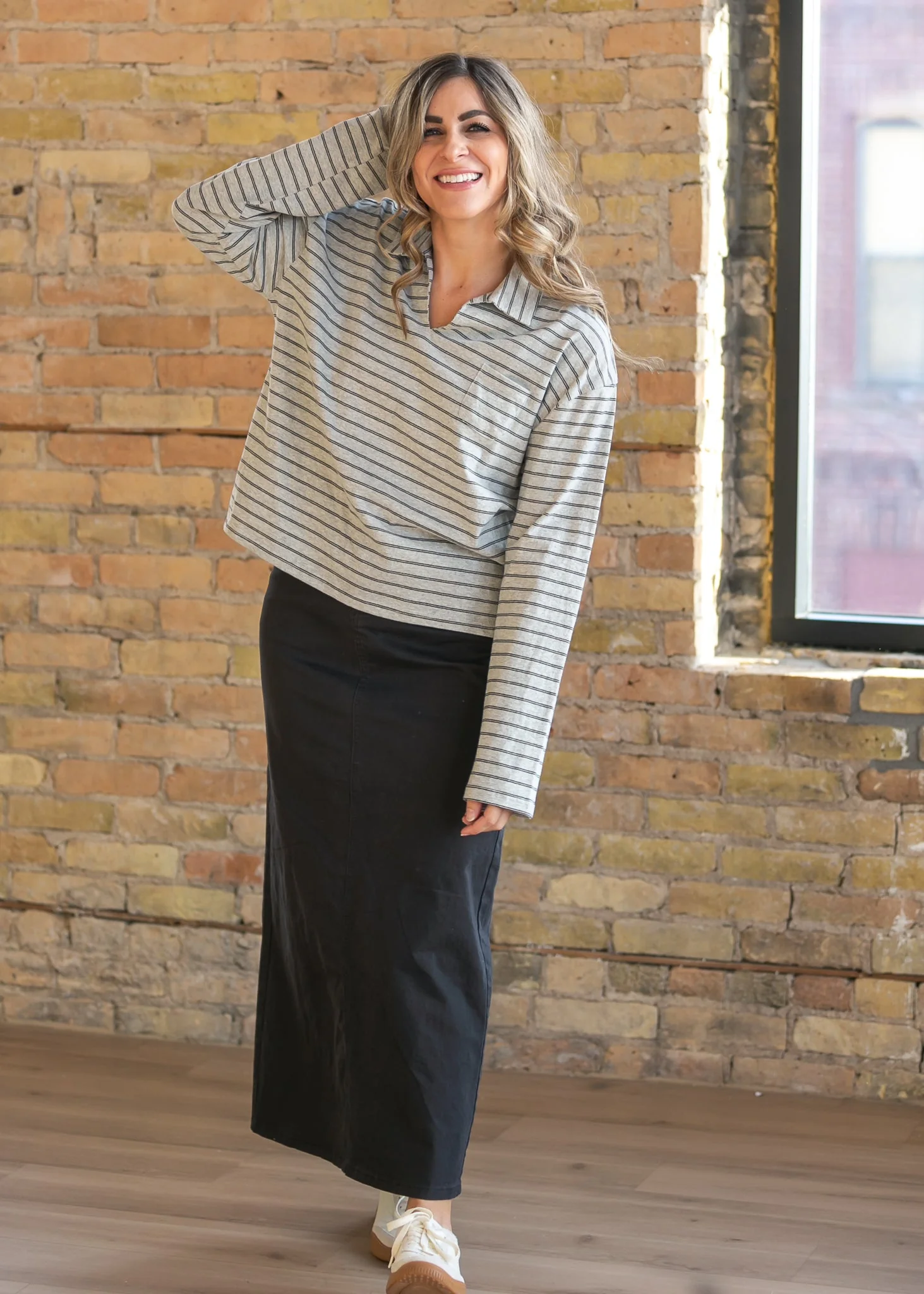 User-Friendly Stella Onyx Black Denim Maxi Skirt Natural