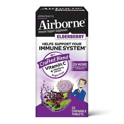 Soft Airborne Vitamin C Elderberry Immune Support Chewable Tablets 32 Ea Optimized