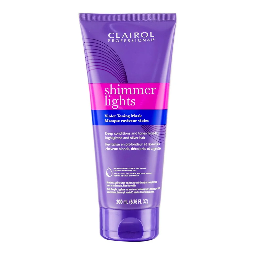 Top-Quality Clairol Shimmer Lights Violet Toning Mask for Deep Conditioning Hair 6.76 Oz Reusable