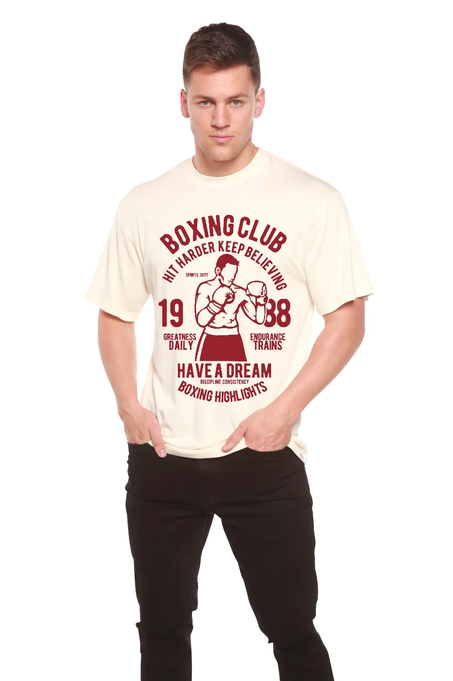 Premium Boxing Club Men's Bamboo Viscose Organic Cotton Short Sleeve Graphic T-Shirt Original