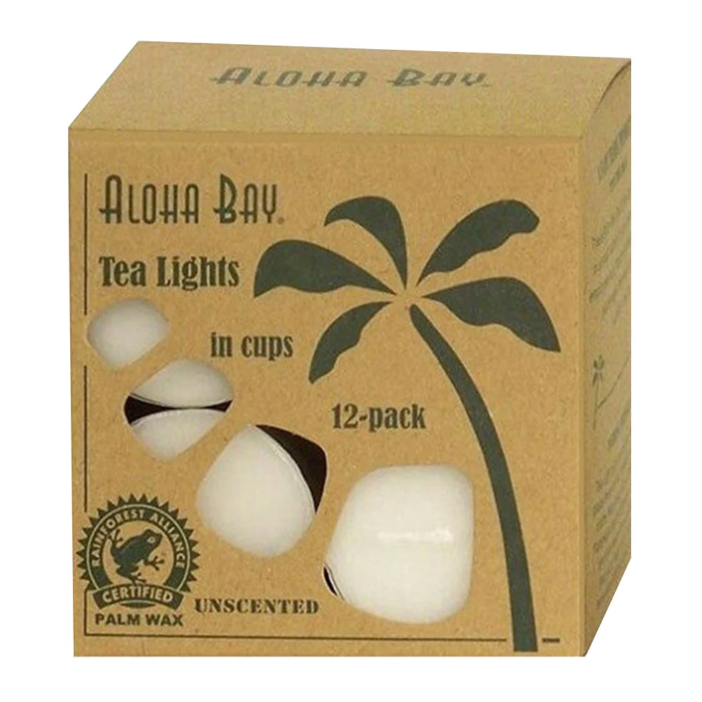 Genuine Aloha Bay Unscented Tea Light Red Candles With Glass 0.7 Oz Certified