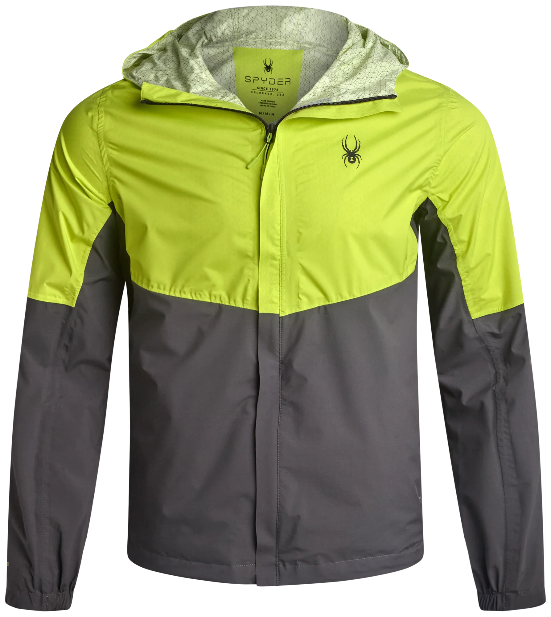Quality Men's Cloudy Day Rain Jacket - Lime Reliable