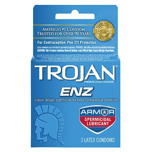 Dependable Trojan-Enz Condoms Spermicidal Lubricated Latex Condoms - 3 Ea Pack Certified