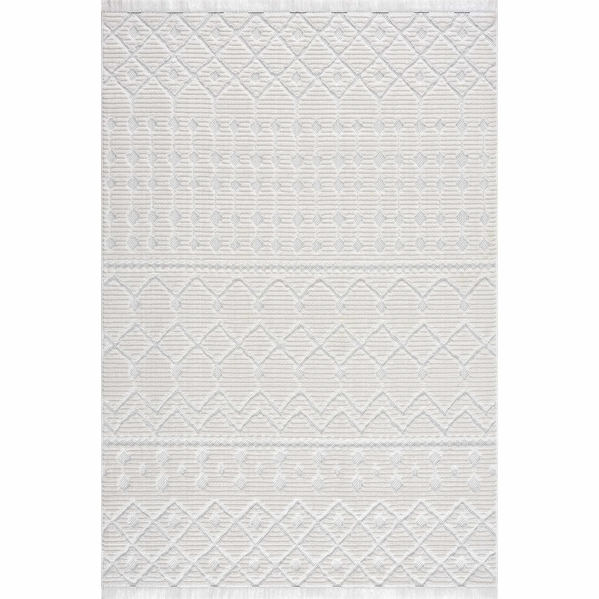Practical Ivory Beil 3D Fringe Area Rug - Optimized