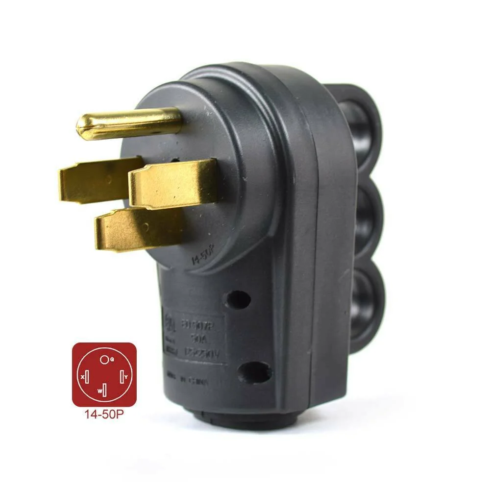 Detailed 50 AMP RV Plug NEMA 14-50P with Pull Handle Premium