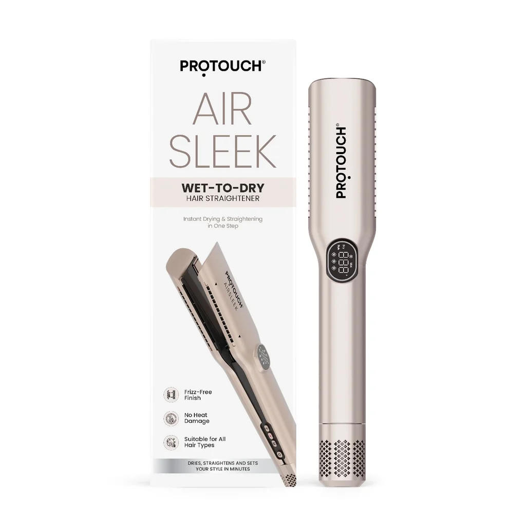 Secure Protouch Air Sleek 2-in-1 Hair Straightener Instant Drying Smooth Styling Zero Heat Damage Versatile