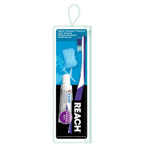 High-Grade Reach Oral Care Toothbrush 3D Whitening Toothpaste And Toothbrush Cap Travel Kit 1 Ea Quality