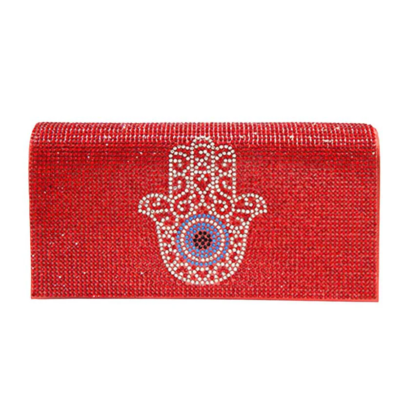 Artisan Bling Evil Eye Hamsa Hand Evening Clutch Crossbody Bag Expertly Made