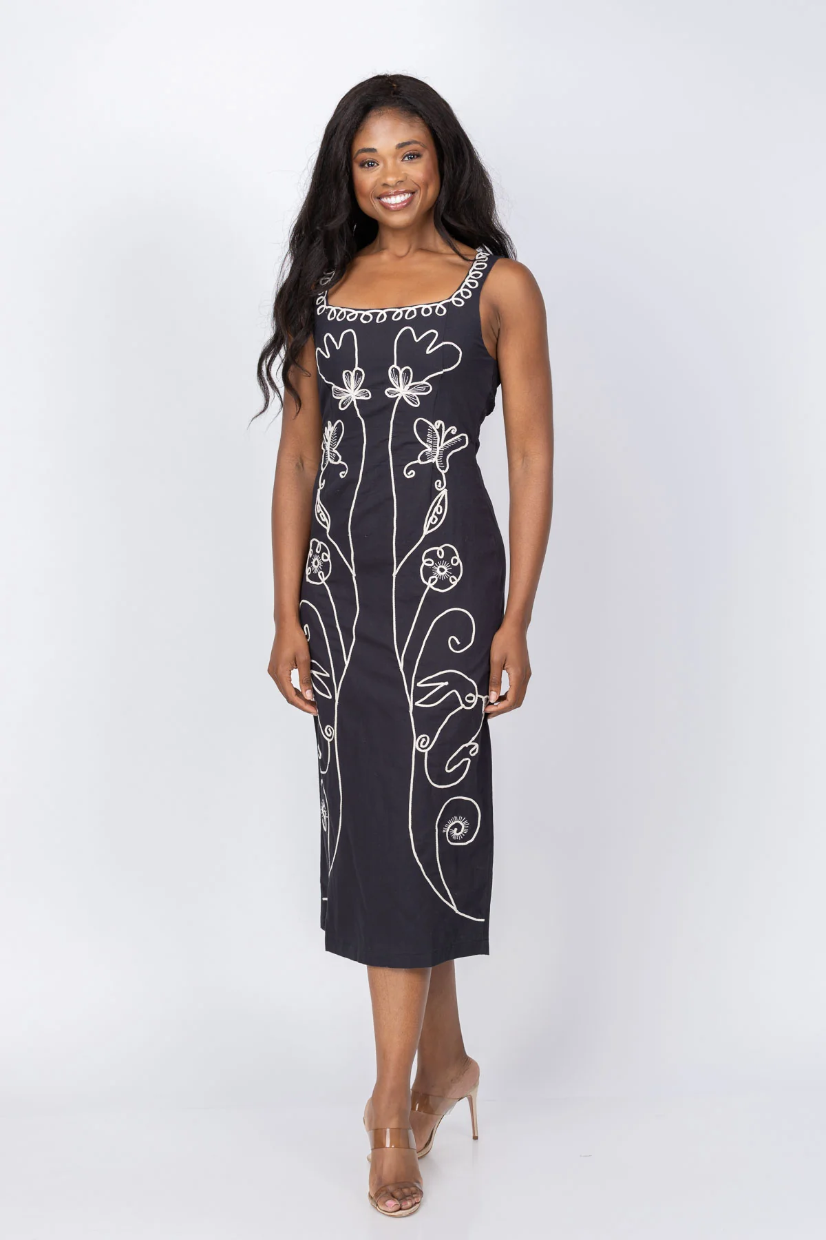 Breathable Cleobella Ruxandra Midi Dress in Black Environmentally Friendly