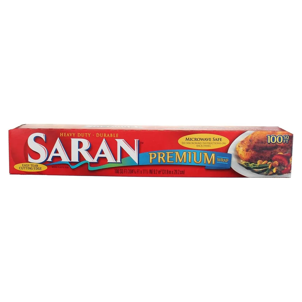 World-Class Saran Premium Plastic Wrap 100 Sq Ft for Food Freshness and Airtight Storage 12Ea Elite