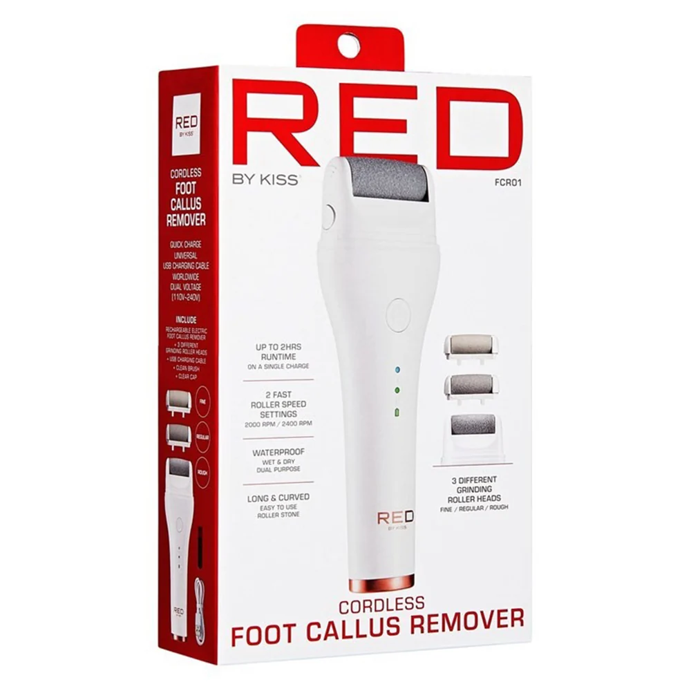 Artisan RED by Kiss FCR01 Electric Foot Callus Remover Rechargeable Pedicure Tool 1Ea Functional