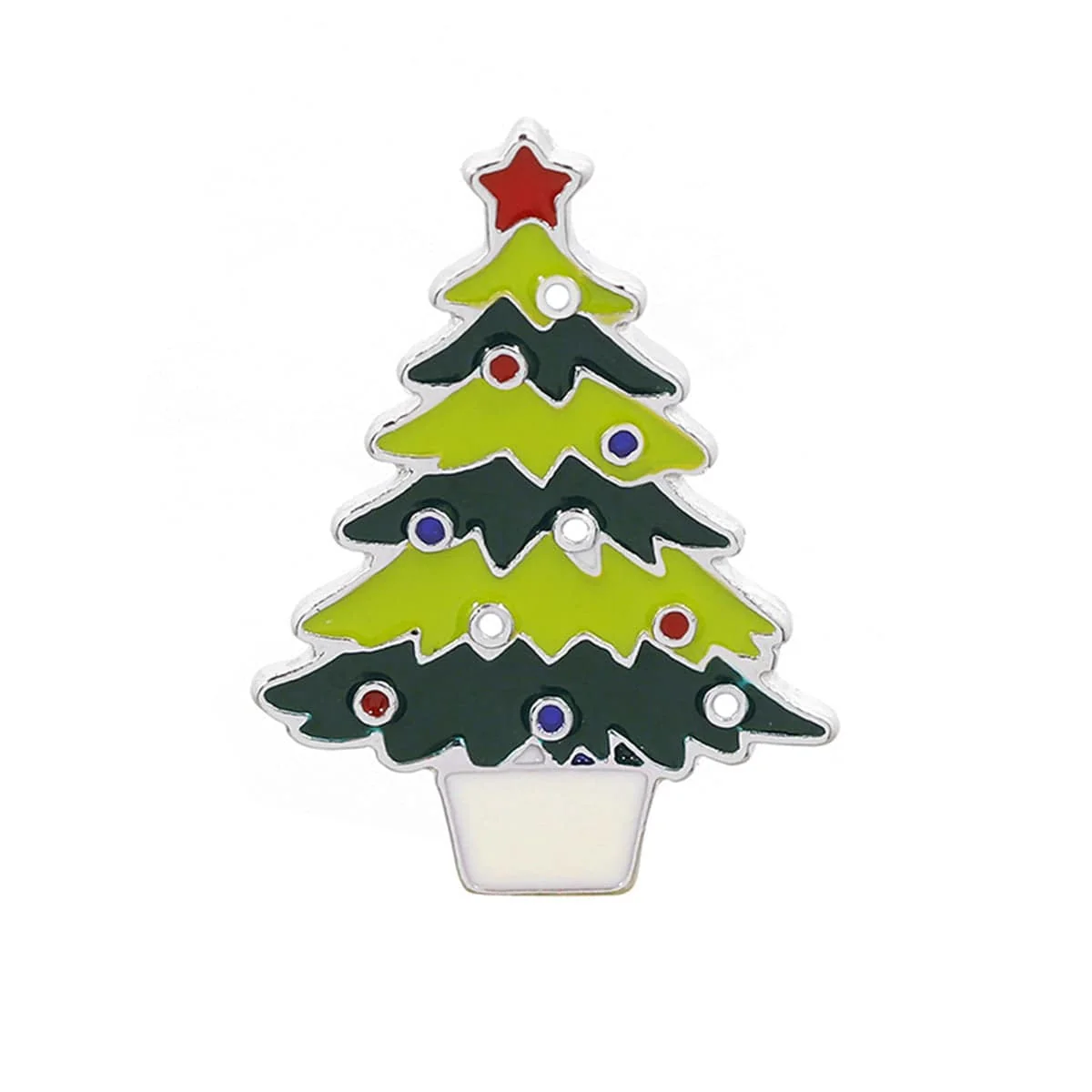 Long-Lasting Green Silvertone Christmas Tree Brooch Optimized