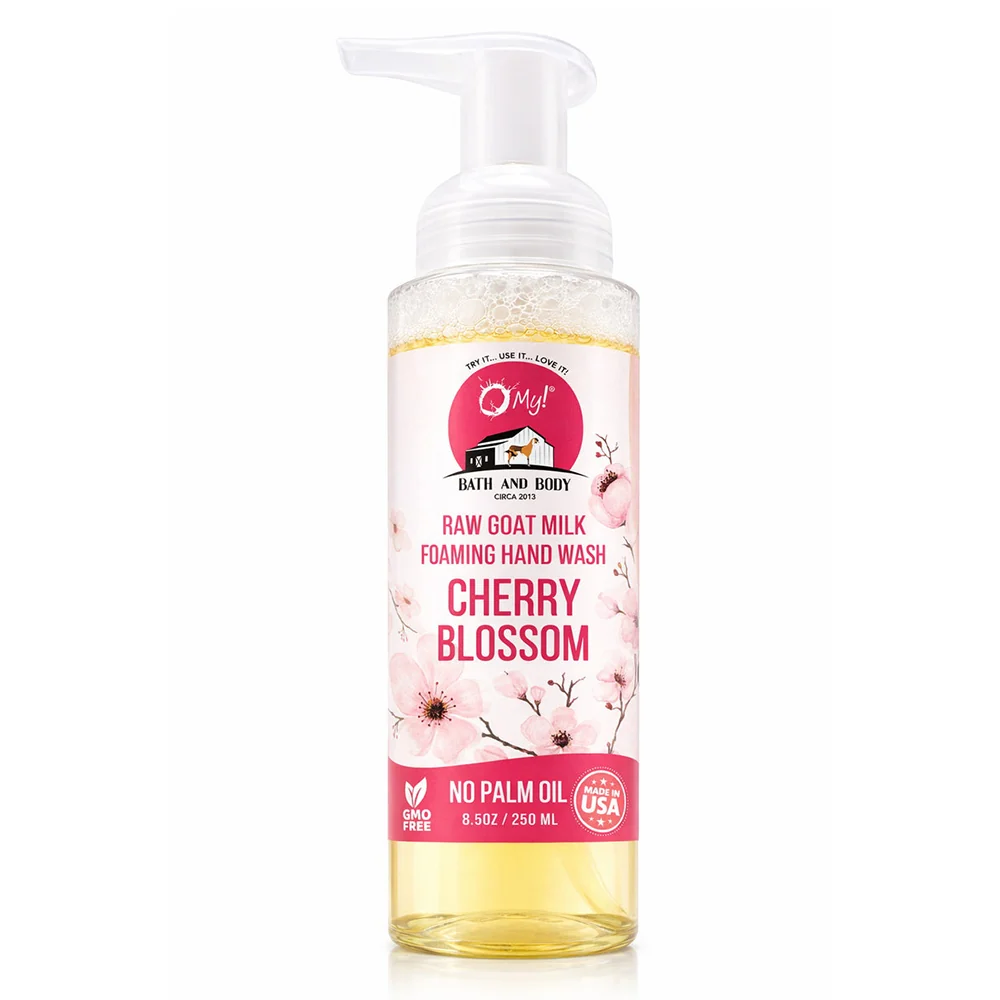 Durable O My Bath and Body Goat Milk Foaming Hand Wash Rich and Creamy Foam Cherry Blossom Paraben 8.5Oz 250ml High-Performance