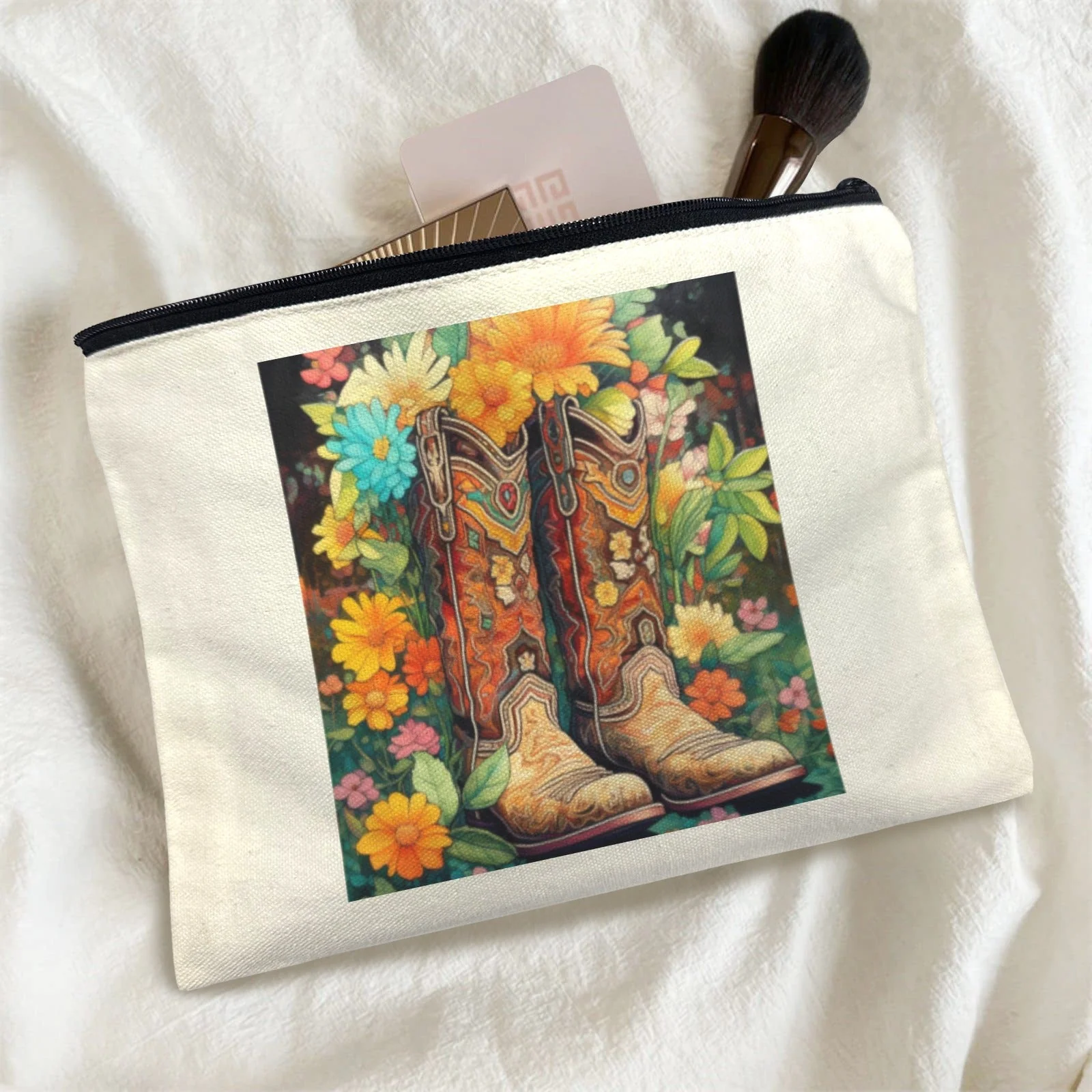 Relaxed Floral Cowboy Boots Cosmetic Bag Pack of 5 Made in America Reliable