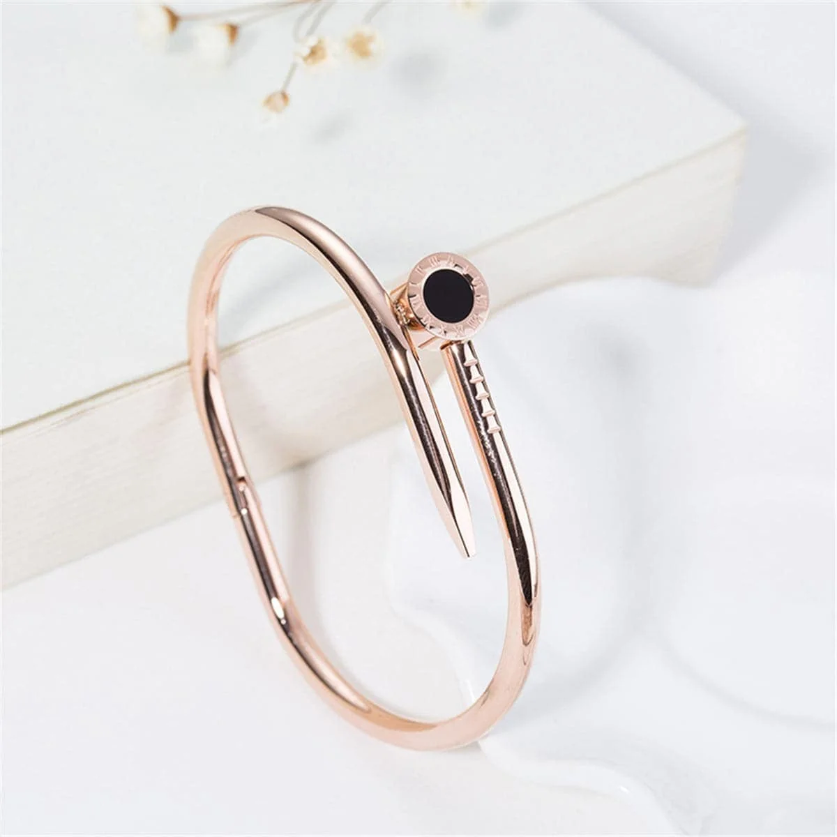 Efficient Rose Goldtone Roman Numeral Screw Cuff Artisan
