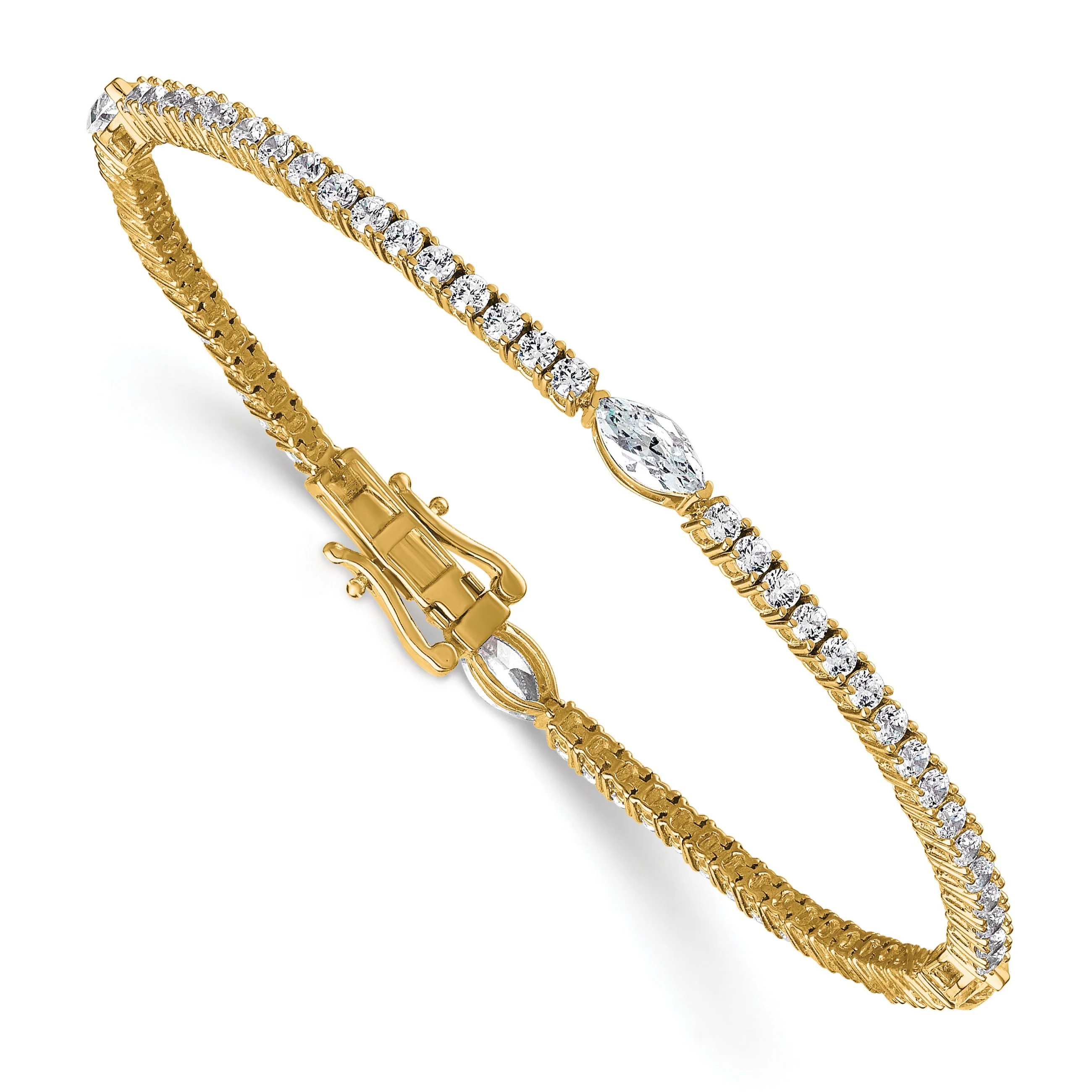 Artisan 14K Gold 3 5 8 carat Lab Grown Diamond Round and Marquise Bracelets Optimized