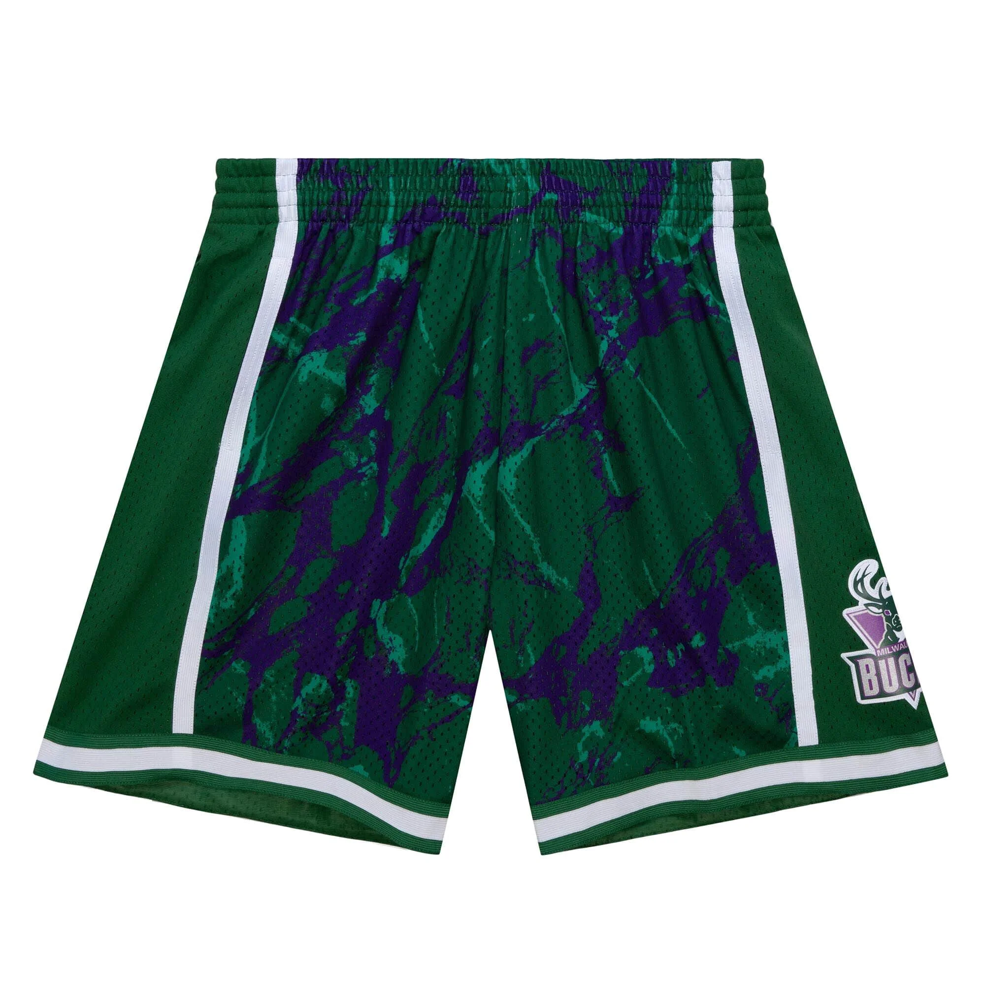 Crafted Mitchell Ness NBA Team Marble Swingman Shorts Milwaukee Bucks 2000 High-Quality