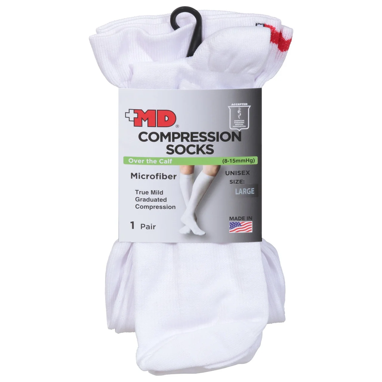 Detailed Md Microfiber Over The Calf Compression Socks White Large 1 Ea High-Quality