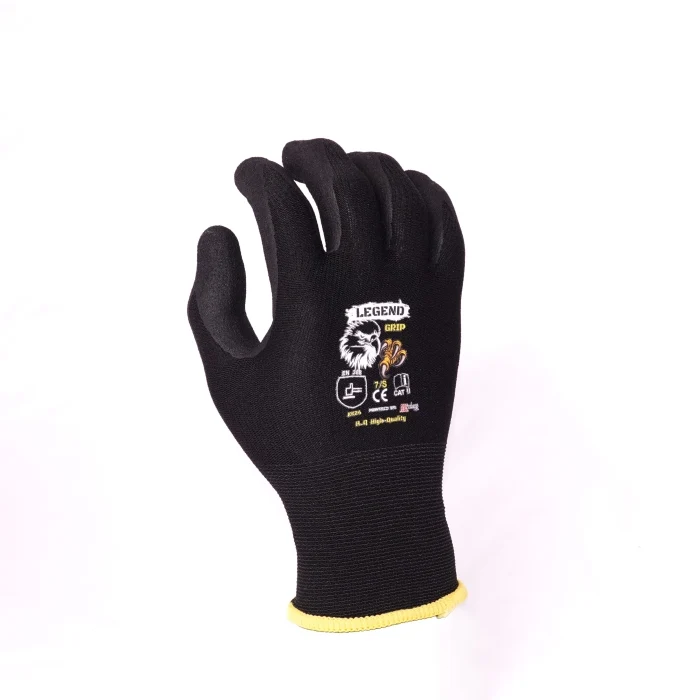 Secure LEGEND GRIP SANDY NITRILE PALM COATED GLOVES - BLACK High-End