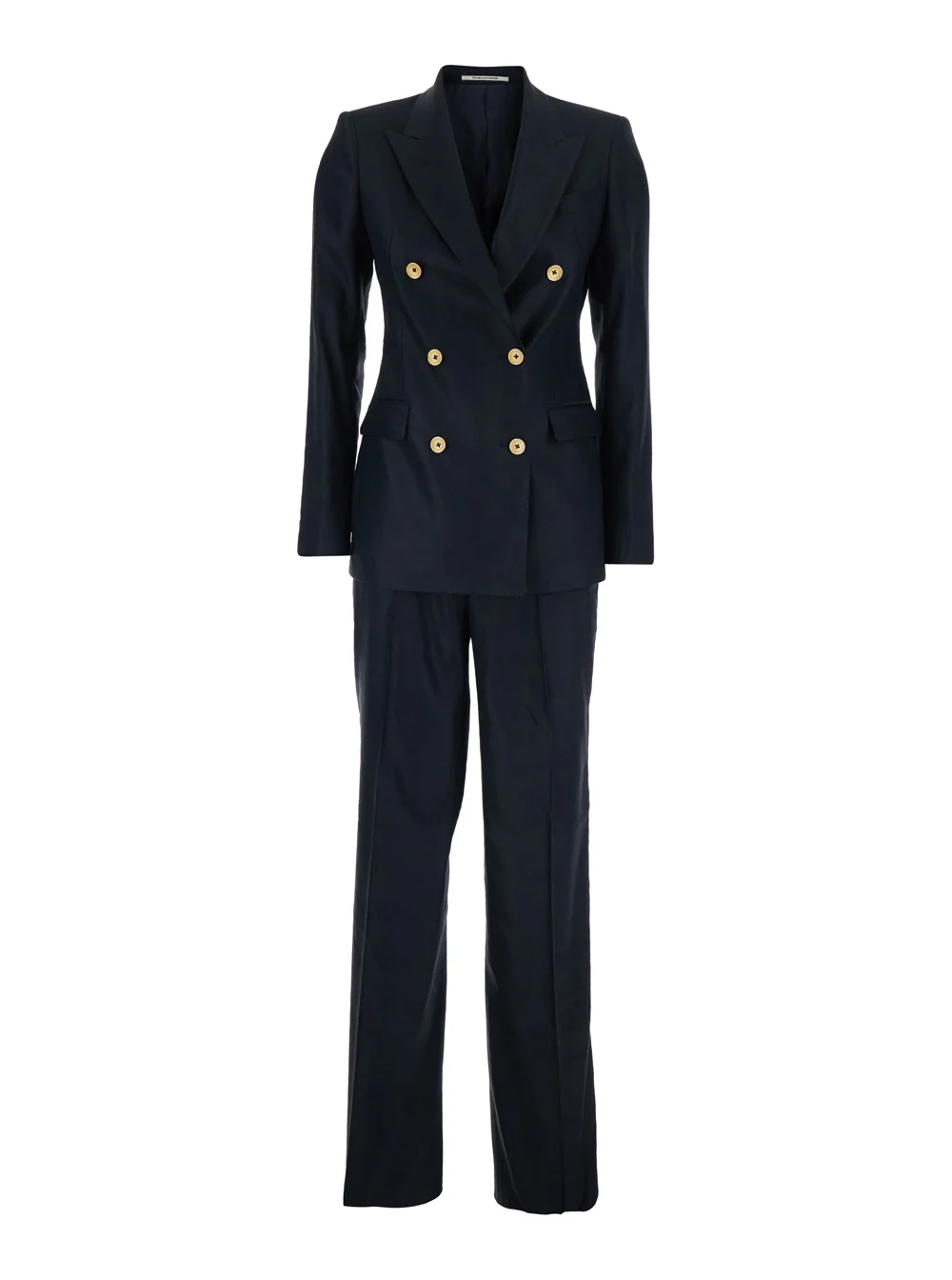 Natural Double-Breasted Suit Linen-Blend Blue Eco-Friendly