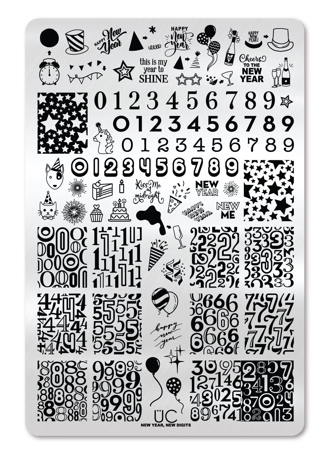Top-Quality New Year New Digits - Uber Chic Stamping Plate Exceptional